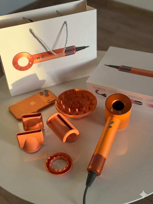 Професійний фен Super Hair Dryer 5в1 з іонізацією оранж Стайлер Supersonic 1600Вт з 5 магнітними насадками 798 фото