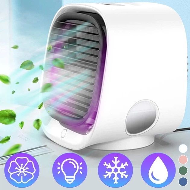 Портативний настільний міні кондиціонер кліматизатор Air Cooler M201 переносний USB охолоджувач з зволожувачем та очисником повітря на 3 Вт + нічник 1078drp фото